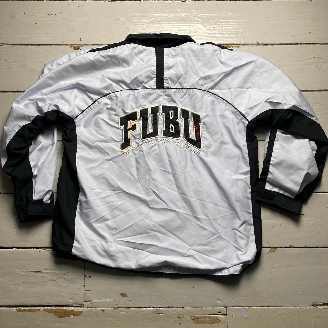 Fubu Vintage White Shell Tracksuit Windbreaker Jacket White and Black