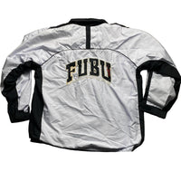 Fubu Vintage White Shell Tracksuit Windbreaker Jacket White and Black (L)