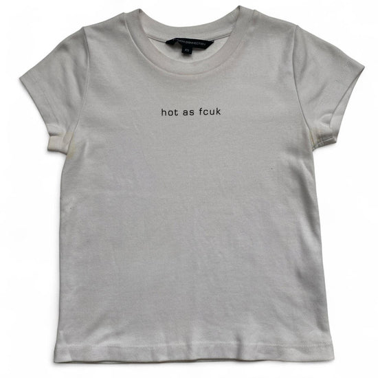Hot as FCUK French Connection Womens White and Black Baby Tee Shirt (XS)