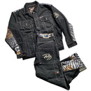 Raw Blue Full Denim Giraffe and Zebra Wildlife Jeans Set (L)