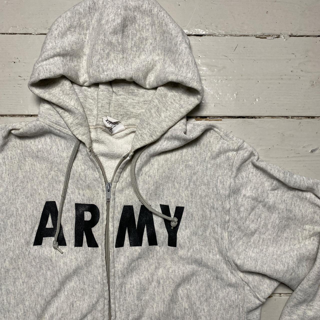 Grey Vintage 90’s Army USA Military Grey and Black Hoodie