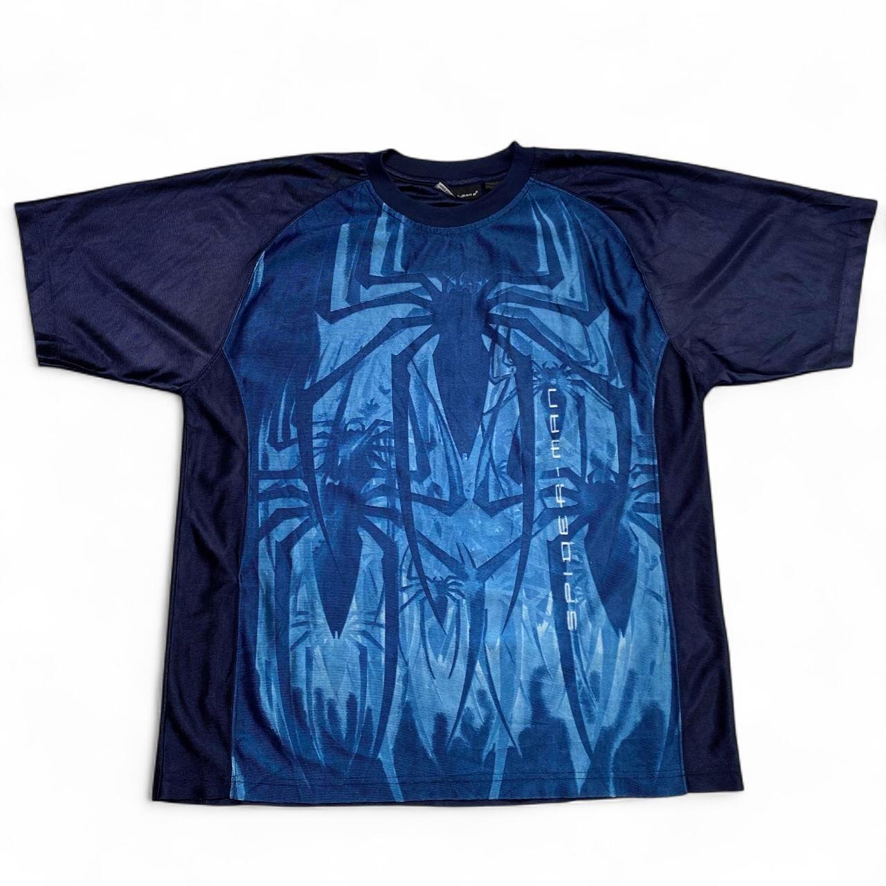 Spiderman Vintage y2k Navy Blue Jersey T Shirt (XL)