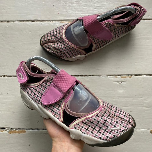 Nike Air Rift Pink White and Black Tweed Vintage 2005 Tabi Split Toe Shoes