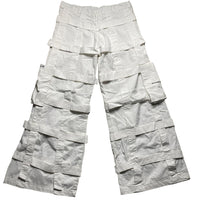Criminal Damage Bondage Baggy Cargo White Combat Trousers (32W)