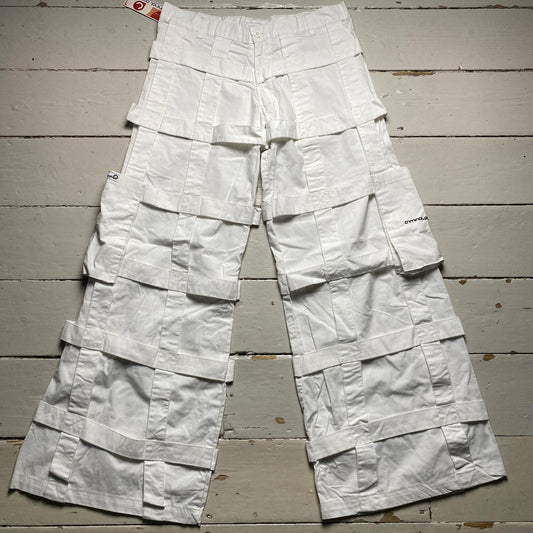 Criminal Damage Bondage Baggy Cargo White Combat Trousers