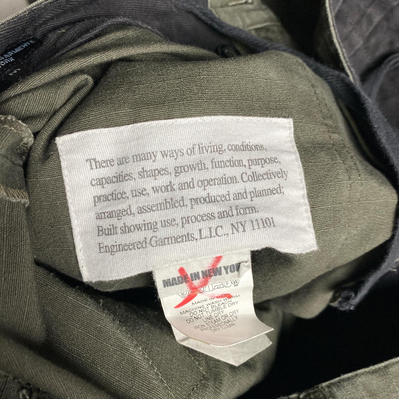 Engineered Garments New York Khaki Green Army Cargo Combat Baggy Trousers (34W)
