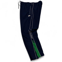 Nike Vintage y2k Navy White and Green Shell Trackpant Bottoms (XL)