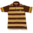 Akademiks Brown Yellow White and Orange Vintage Polo Shirt (S)