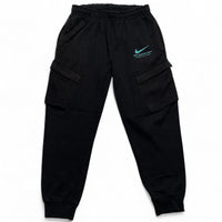 Nike Black White and Green Swoosh Joggers