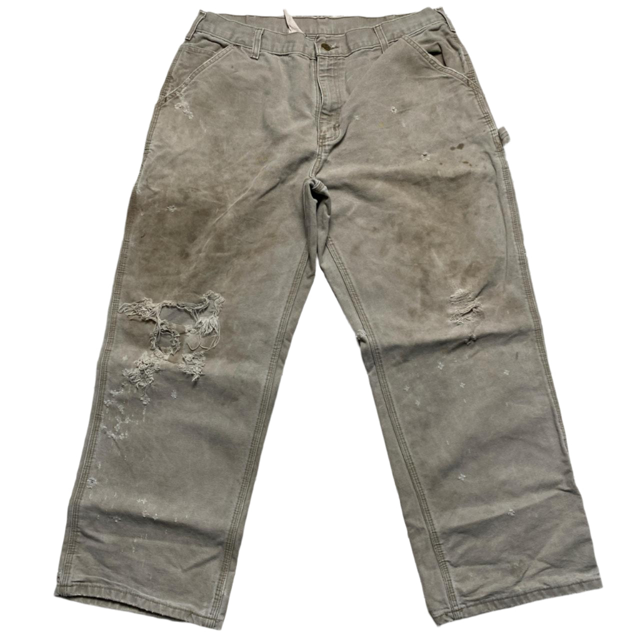 Carhartt Vintage Distressed Workwear Carpenter Cargo Trousers Light Khaki (36W)