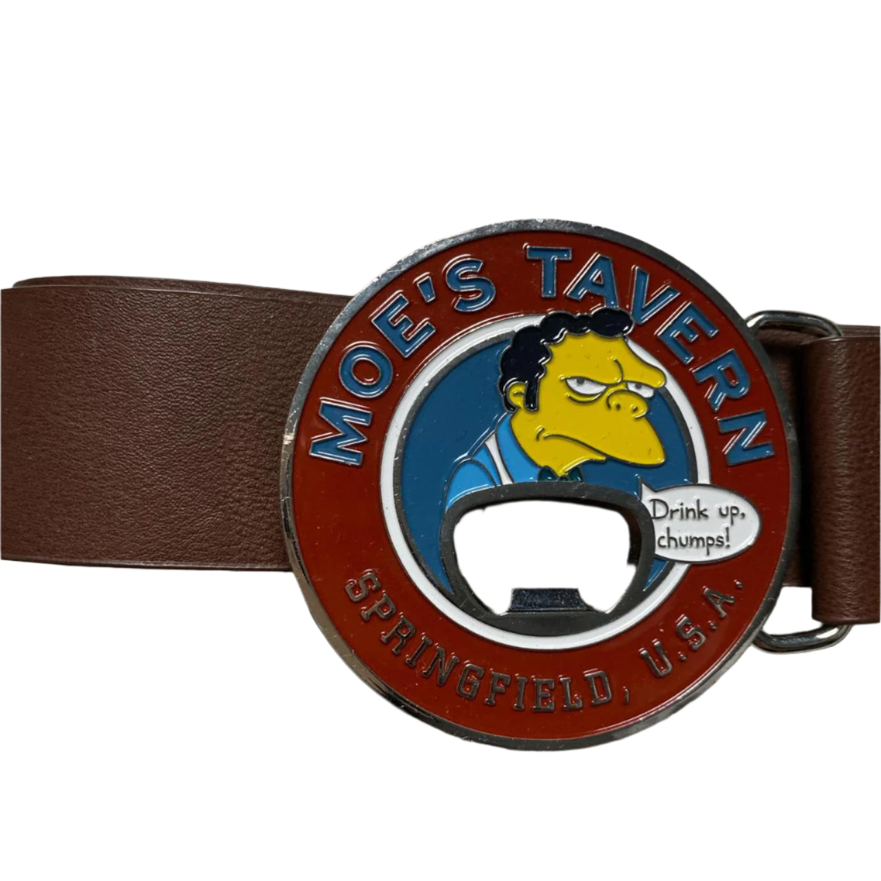 Moes Tavern The Simpsons Bottle Opener Buckle and Leather Belt