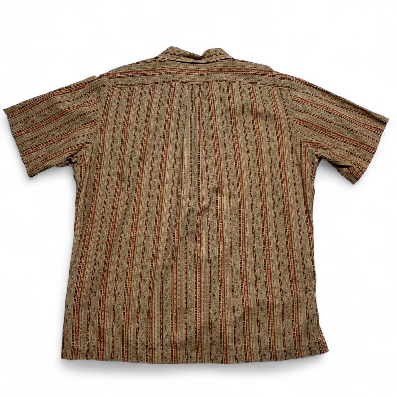 Polo Ralph Lauren Caldwell Tribal Striped Orange and Light Brown Short Sleeve Shirt (L)
