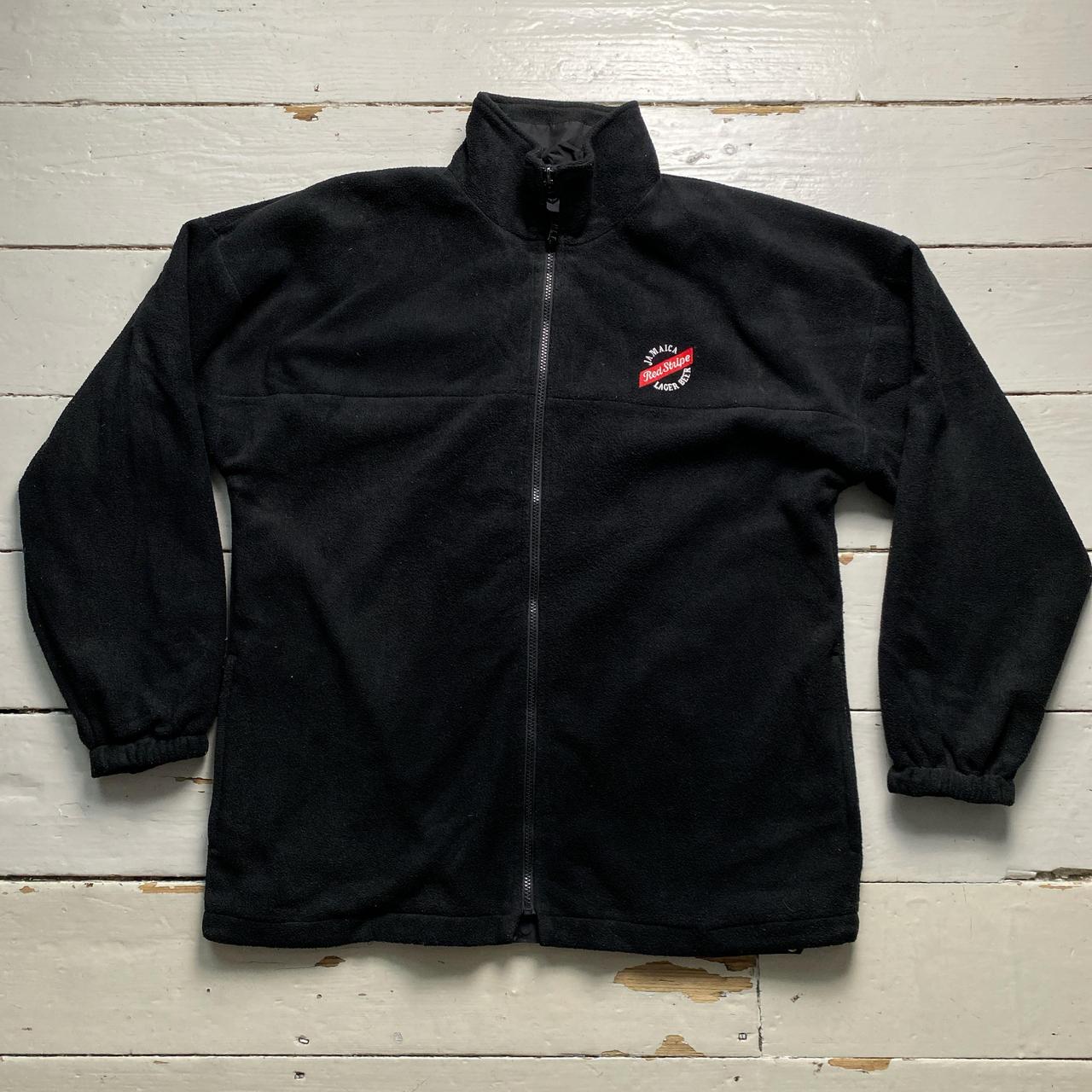 Red Stripe Jamaican Beer Vintage Black Fleece Zip Jumper