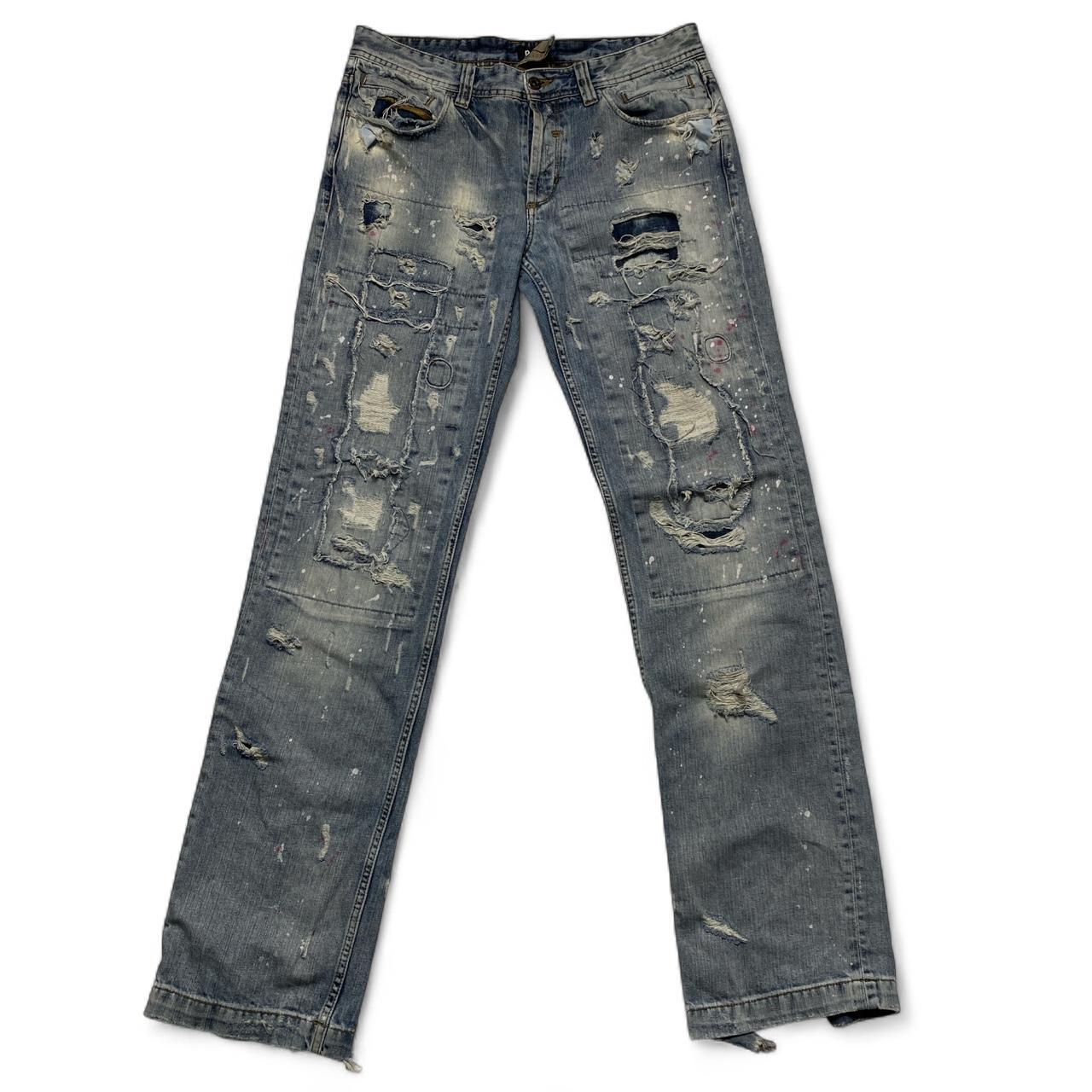 Dolce and Gabbana Vintage Distressed Light Blue Baggy Jeans (32W)