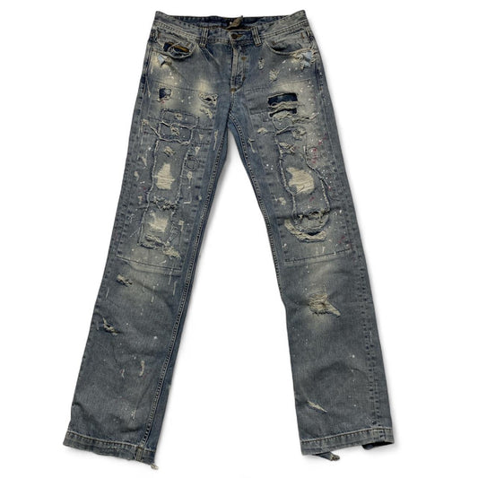 Dolce and Gabbana Vintage Distressed Light Blue Baggy Jeans (32W)