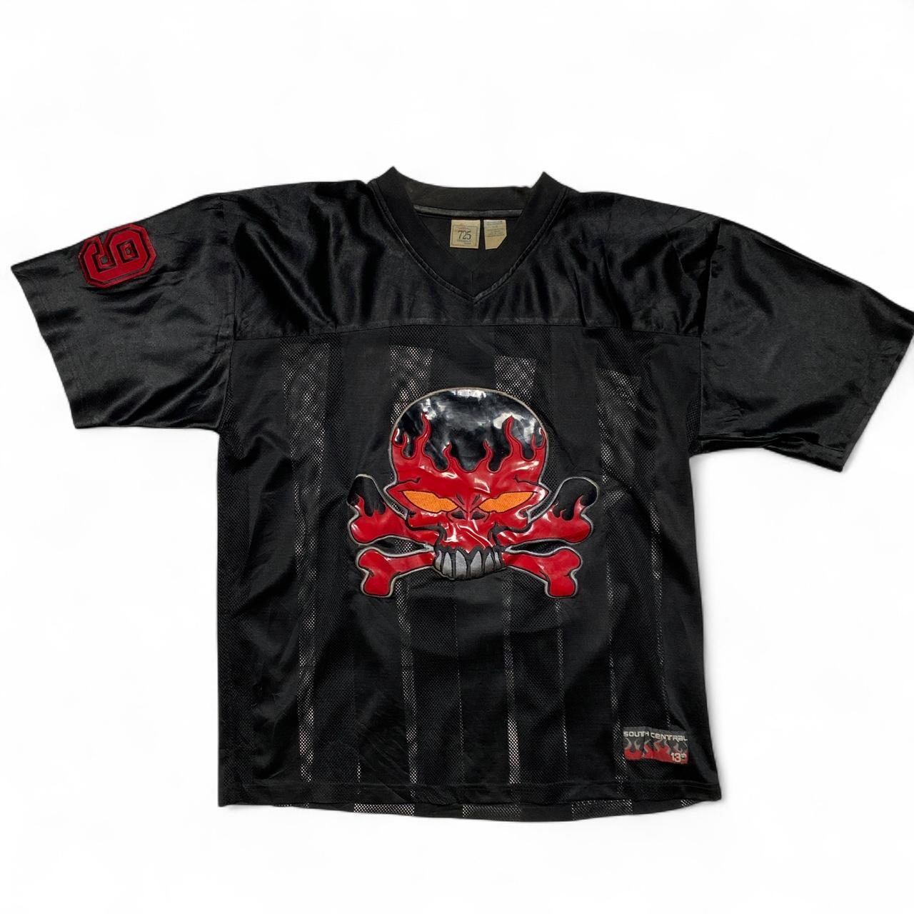 South Central Y2K Skull Flames Vintage Black Jersey (L)