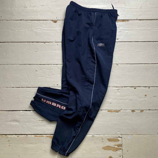 Umbro Navy and Red Shell Trackpant Bottoms