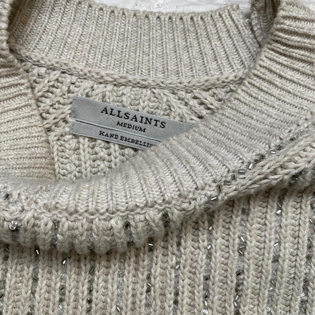 All Saints Cream and Silver Baggy Jumper