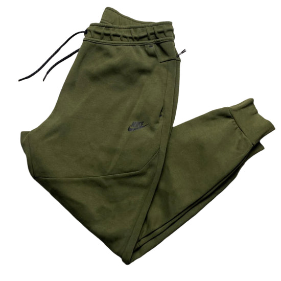 Nike Tech Fleece Olive Green and Black Joggers (L)