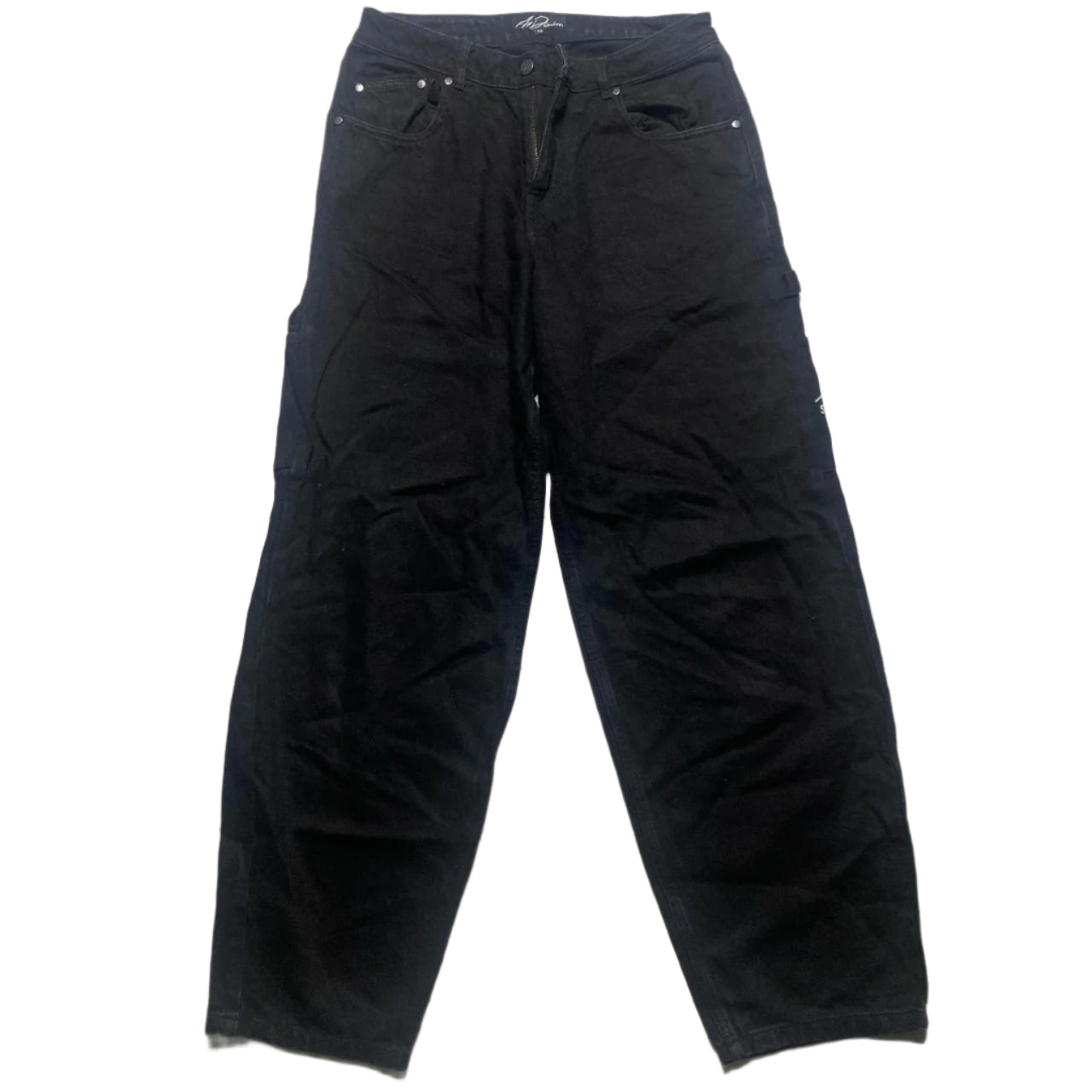 A1 Denim Soho Yacht Club Black and White Cargo Baggy Carpenter Jeans (W 30)