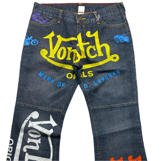 Von Dutch Womes Multi Print Flared Jeans (28W)
