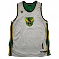 And1 Vintage y2k Kingston Jamaica Basketball Vest Jersey White Black Yellow and Green (XL)