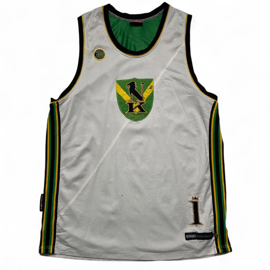 And1 Vintage y2k Kingston Jamaica Basketball Vest Jersey White Black Yellow and Green (XL)