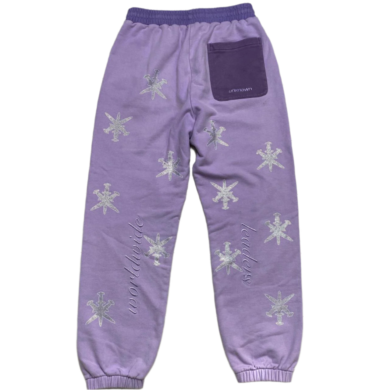 Unknown London Daggers Diamante Rhinestone Purple Joggers (M)