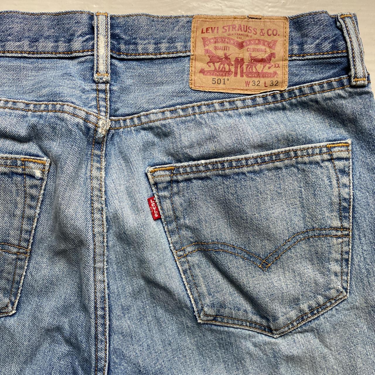 Levis Vintage 501 Jean Short Jorts Light Stonewash Blue