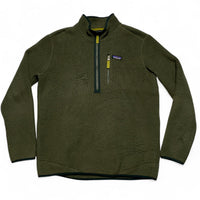 Patagonia Retro Pile Khaki Green Quarter Zip Fleece Jumper (L)