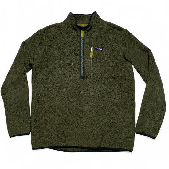 Patagonia Retro Pile Khaki Green Quarter Zip Fleece Jumper (L)