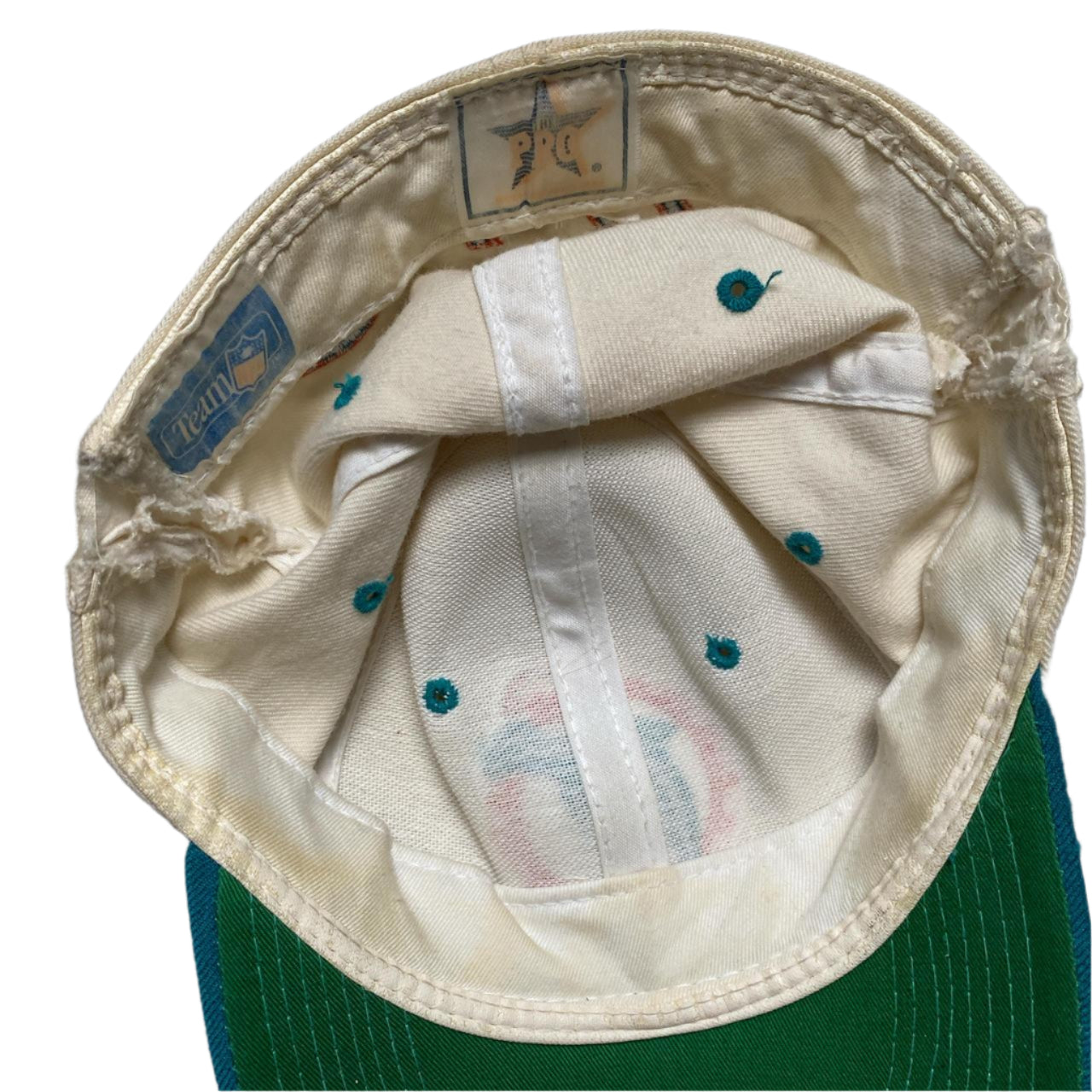 Miami Dolphins Vintage NFL Cream White and Turquoise Fitted Cap