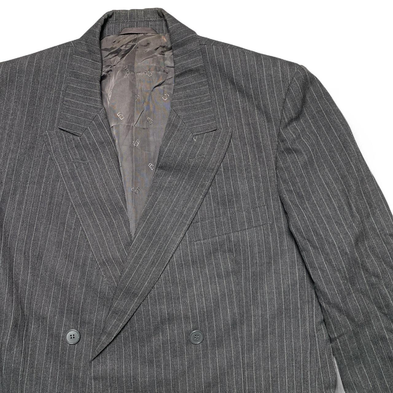 Christian Dior Vintage Grey Pin Stripe Two Piece Full Suit Jacket and Trousers (M)