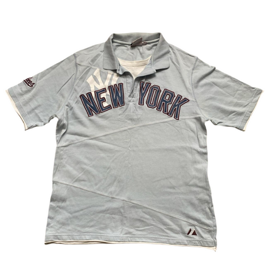 Majestic Athletics New York Yankees Baby Blue Polo Shirt (M)