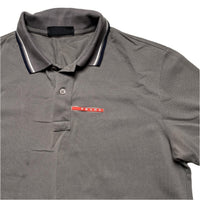 Prada Grey and Red Strip Polo Shirt (M)