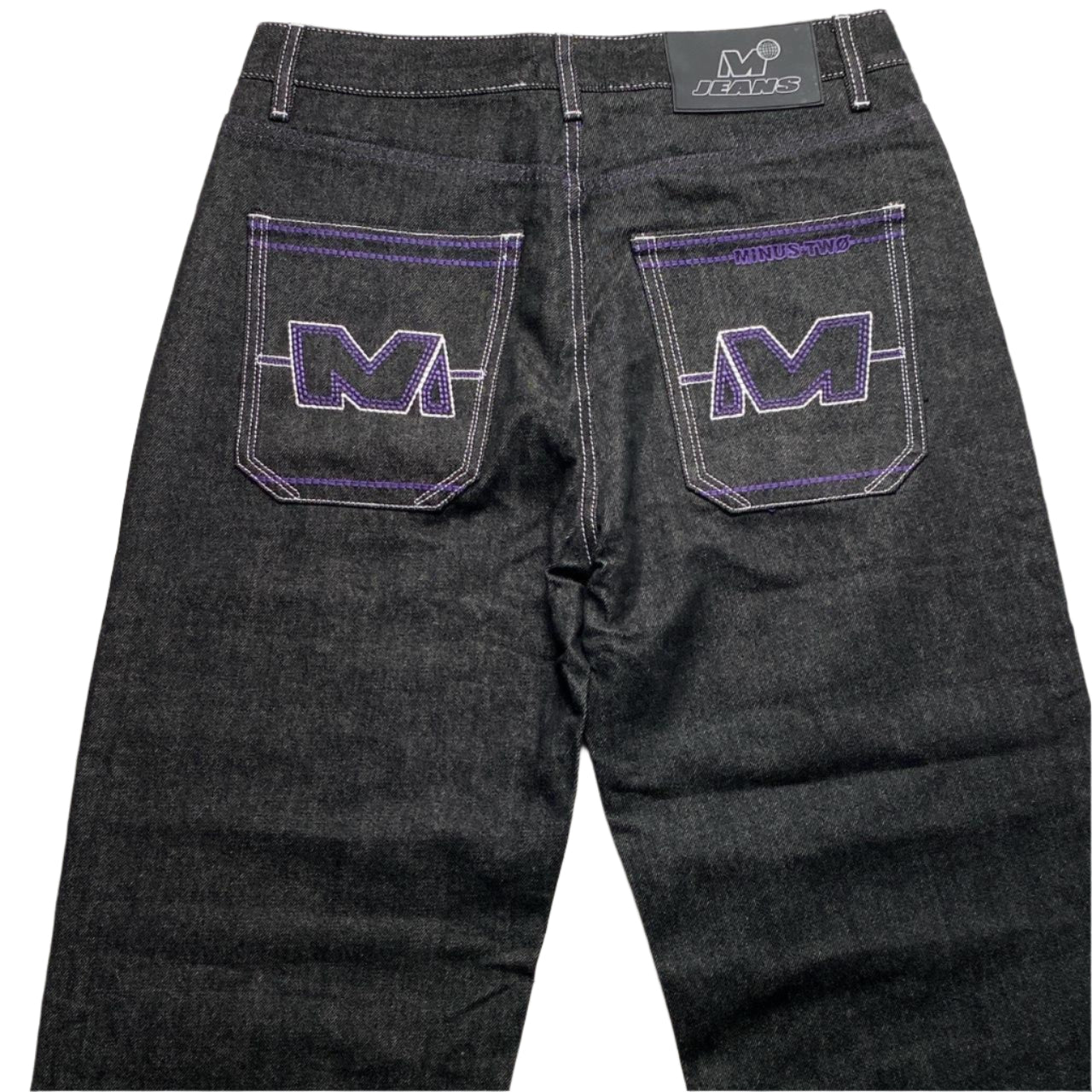 Minus Two Jeans Purple Embroidery Charcoal Grey Jeans (34W)