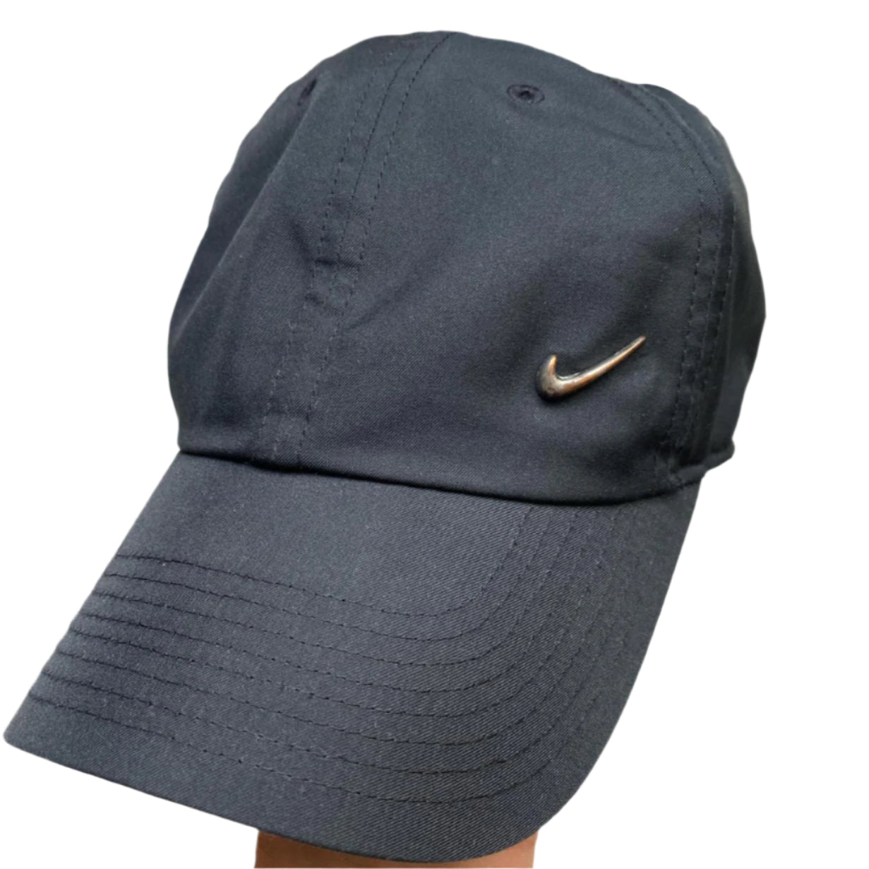 Nike Metal Silver Swoosh Black Cap