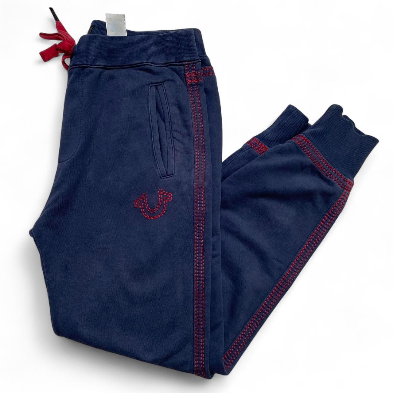 True Religion Navy and Red Contrast Stitch Joggers (M)