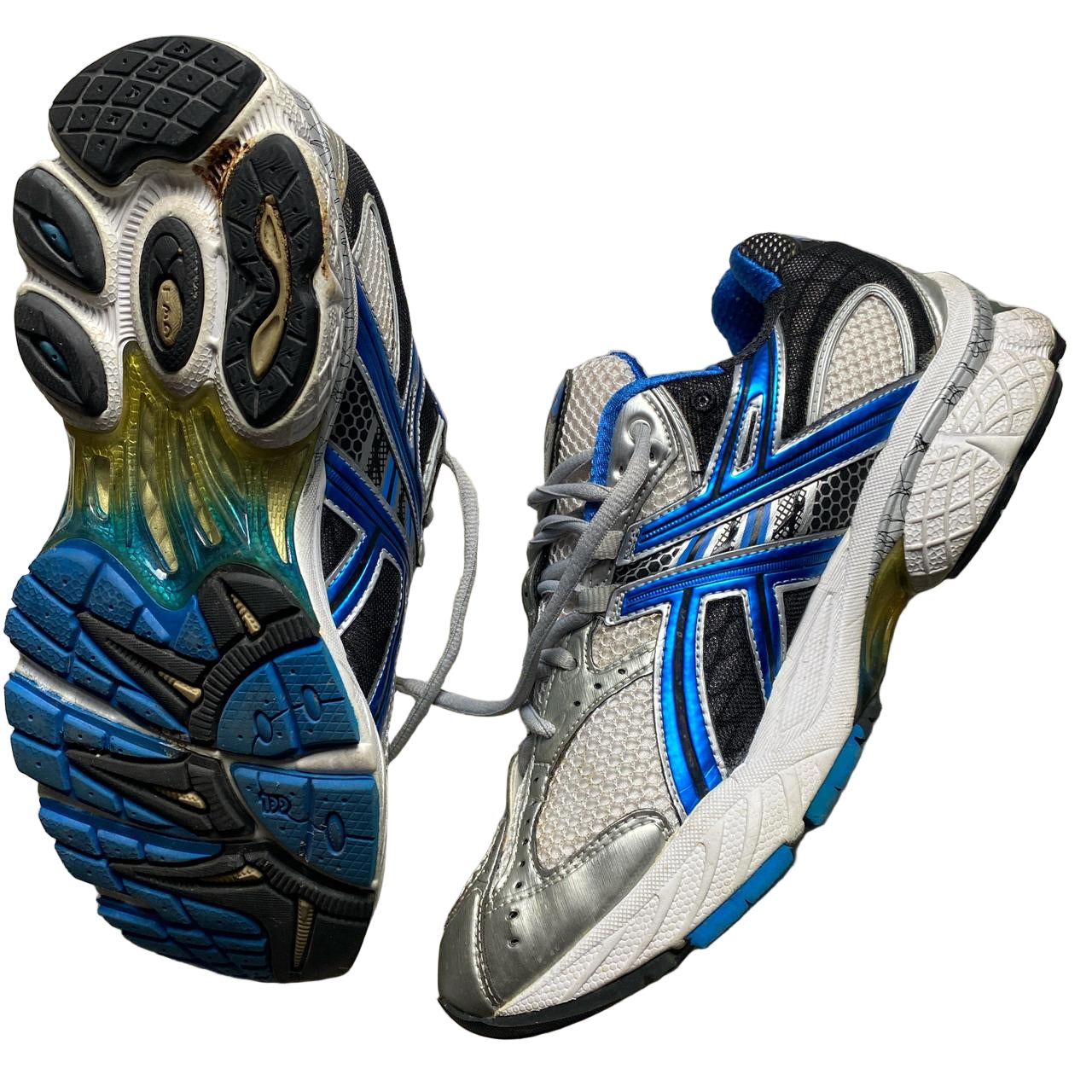 Asics Gel TN840 Silver Blue and White Trainers (UK 9)