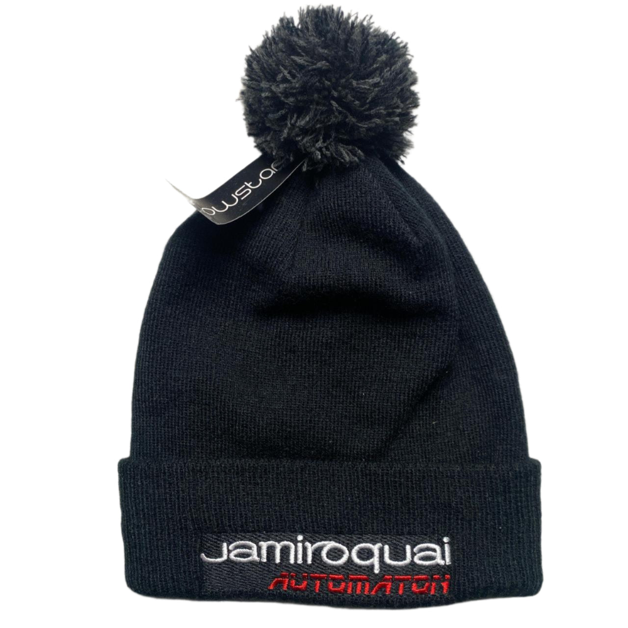 Jamiroquai Automation Black White and Red Bobble Beanie Hat