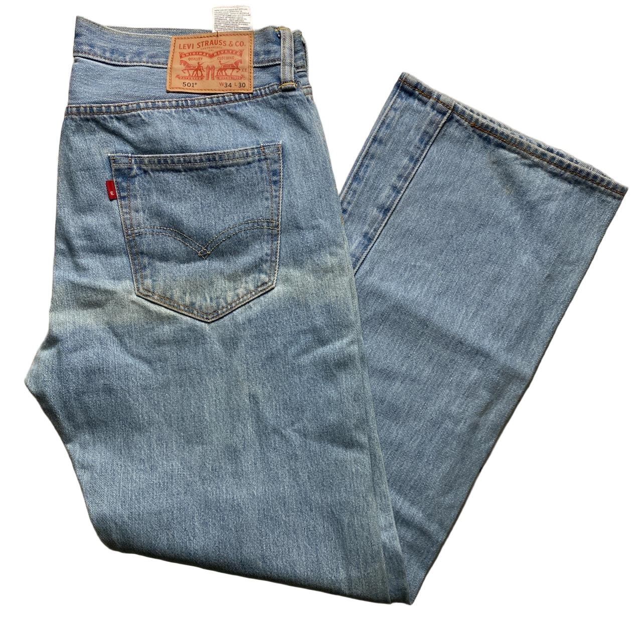 Levis 501 Light Blue Vintage Stonewash Jeans (34W)