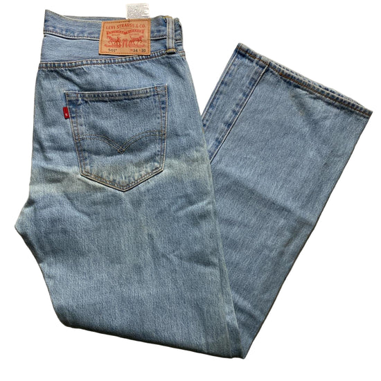 Levis 501 Light Blue Vintage Stonewash Jeans (34W)