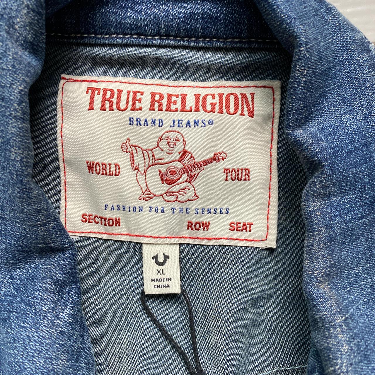 True Religon Denim White Stitch Navy Stonewash Denim Jacket