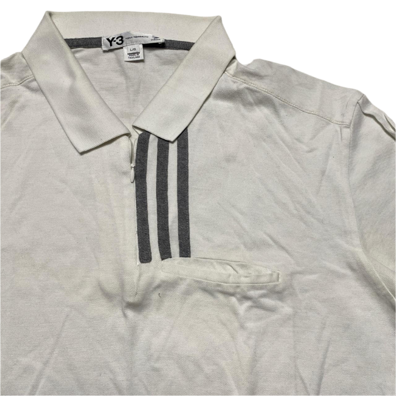 Y-3 Adidas Yohji Yamamoto White and Grey Polo (L)