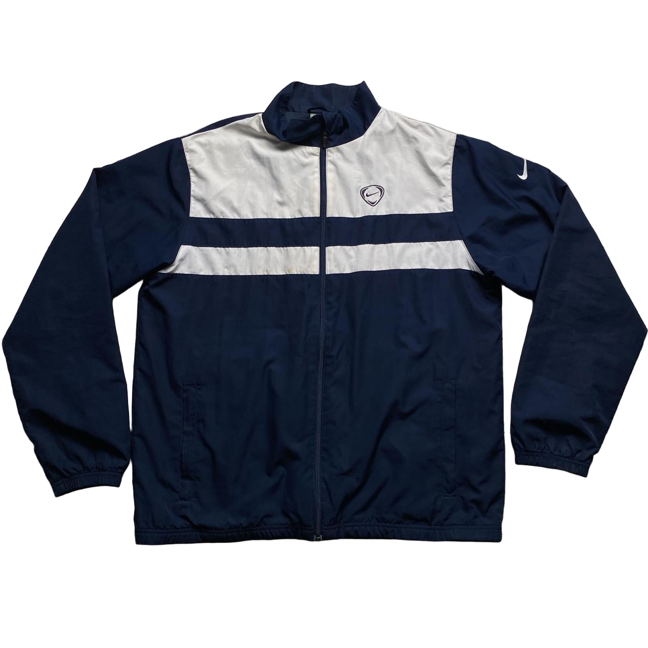 Nike Vintage Football Navy and White Shell Tracksuit Jacket (L)