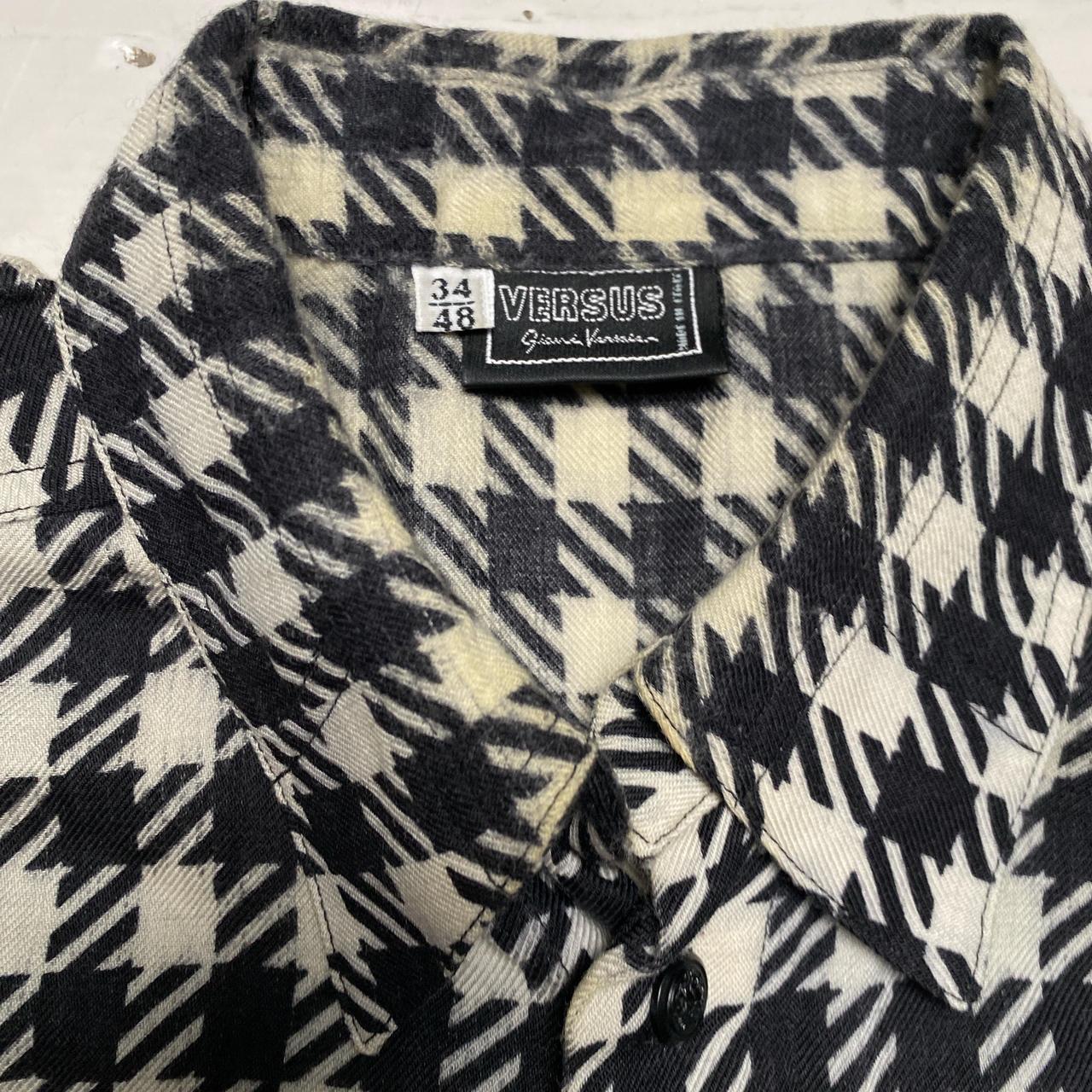 Versus Versace Black and White Houndstooth Checked Shirt (L)