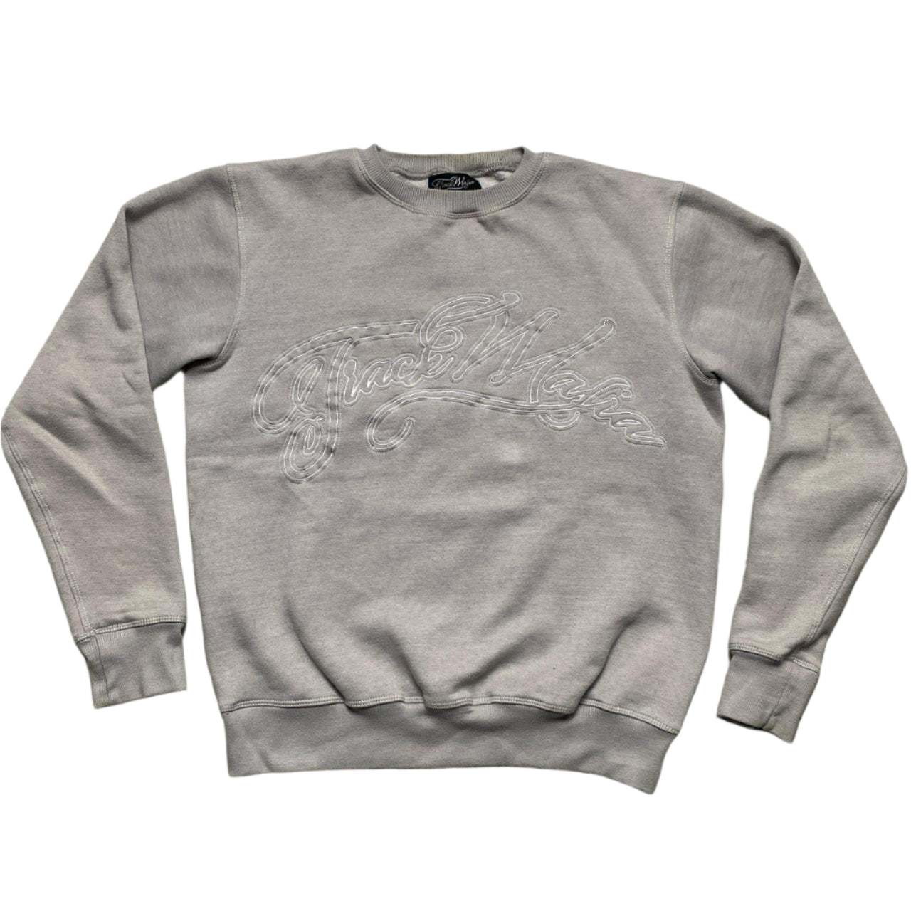 Track Mafia Grey and White Embroidery Stitch Jumper (S)