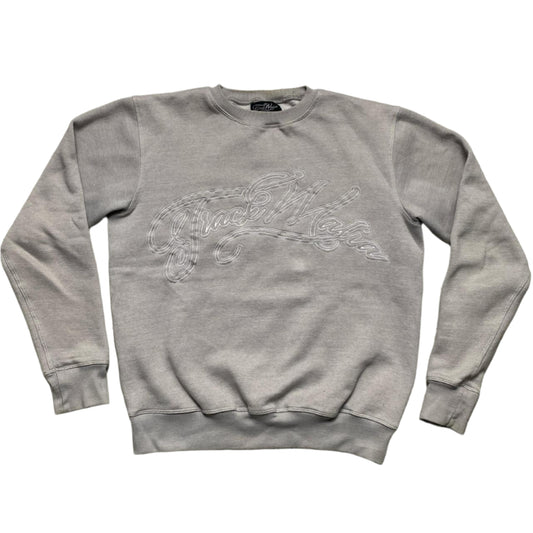 Track Mafia Grey and White Embroidery Stitch Jumper (S)