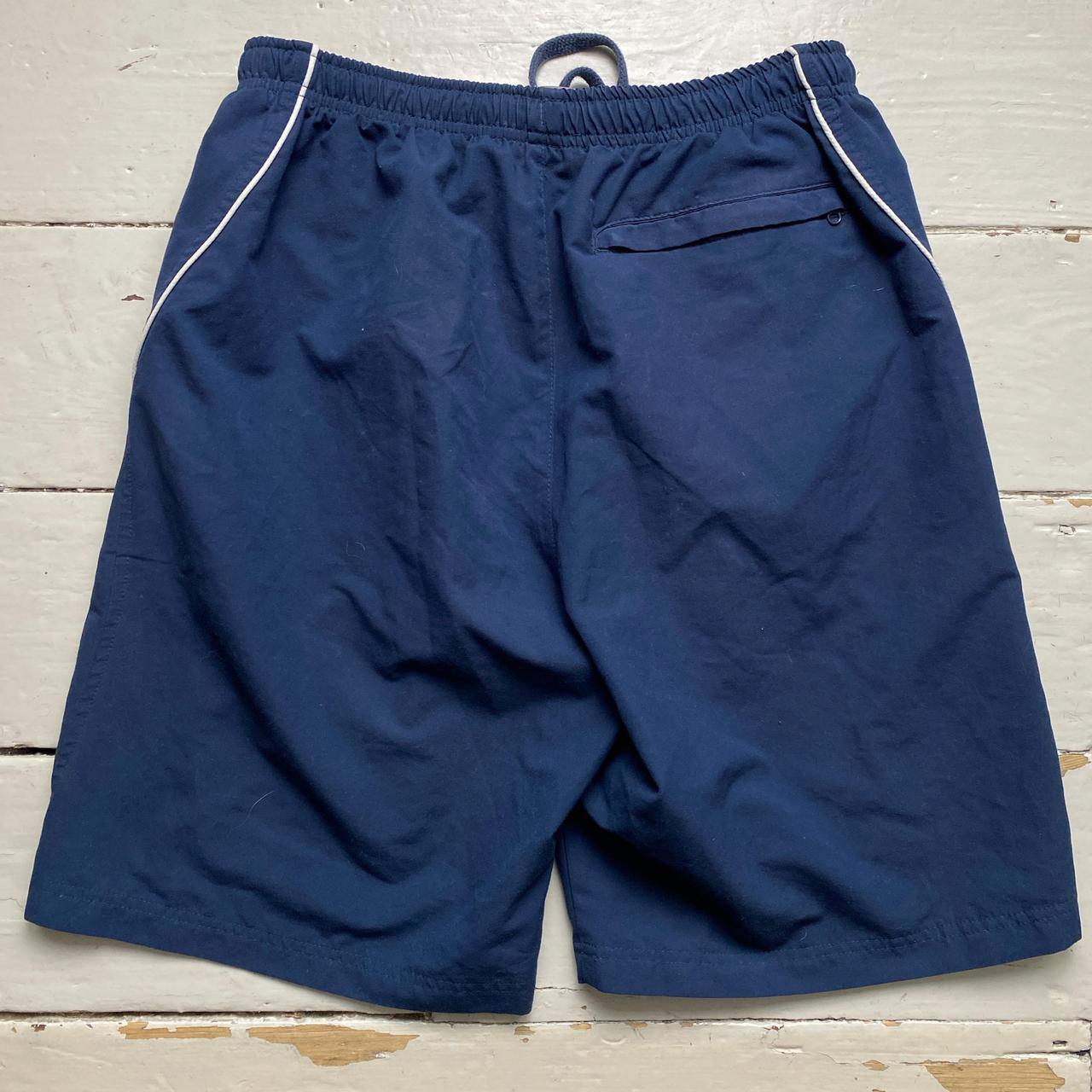 Nike Vintage y2k Navy and White Swoosh Shell Baggy Trackpant Shorts