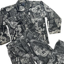 Raco Jeans Vintage 90’s Dragon Newspaper Transcript Denim Suit Jacket and Jeans (WOMEN.S)